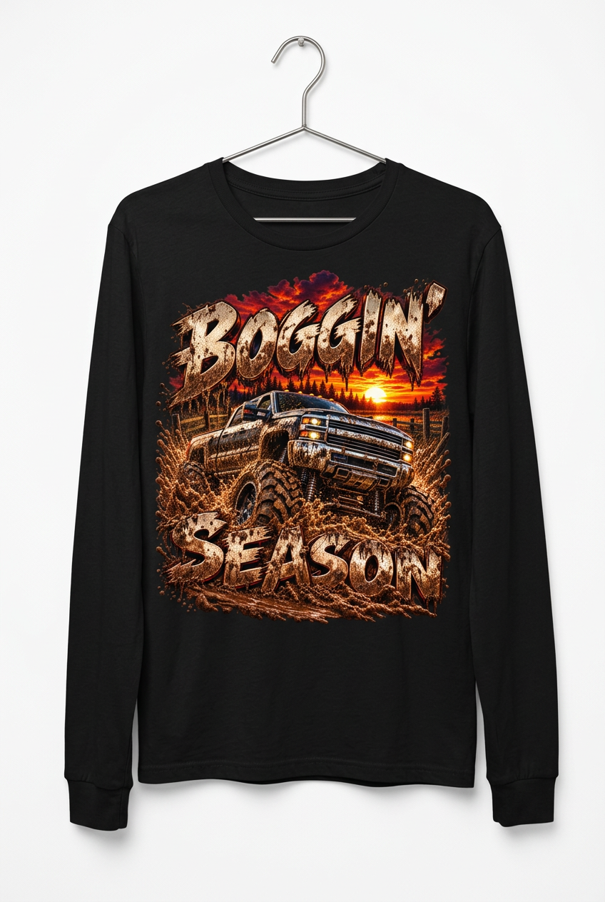 Boggin Season Hanging Black Long Sleeve Shirt