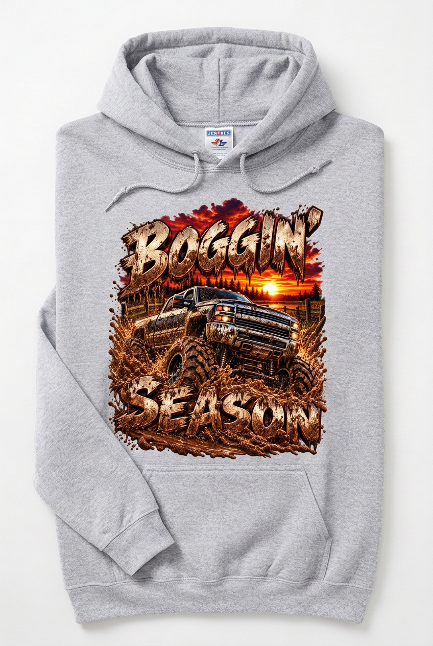 Boggin Season Light Athletic Heather Grey Jerzees Hoodie