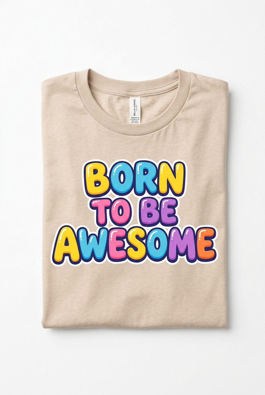 Born to Be Awesome Heather Dust Bella Canvas Youth T-Shirt