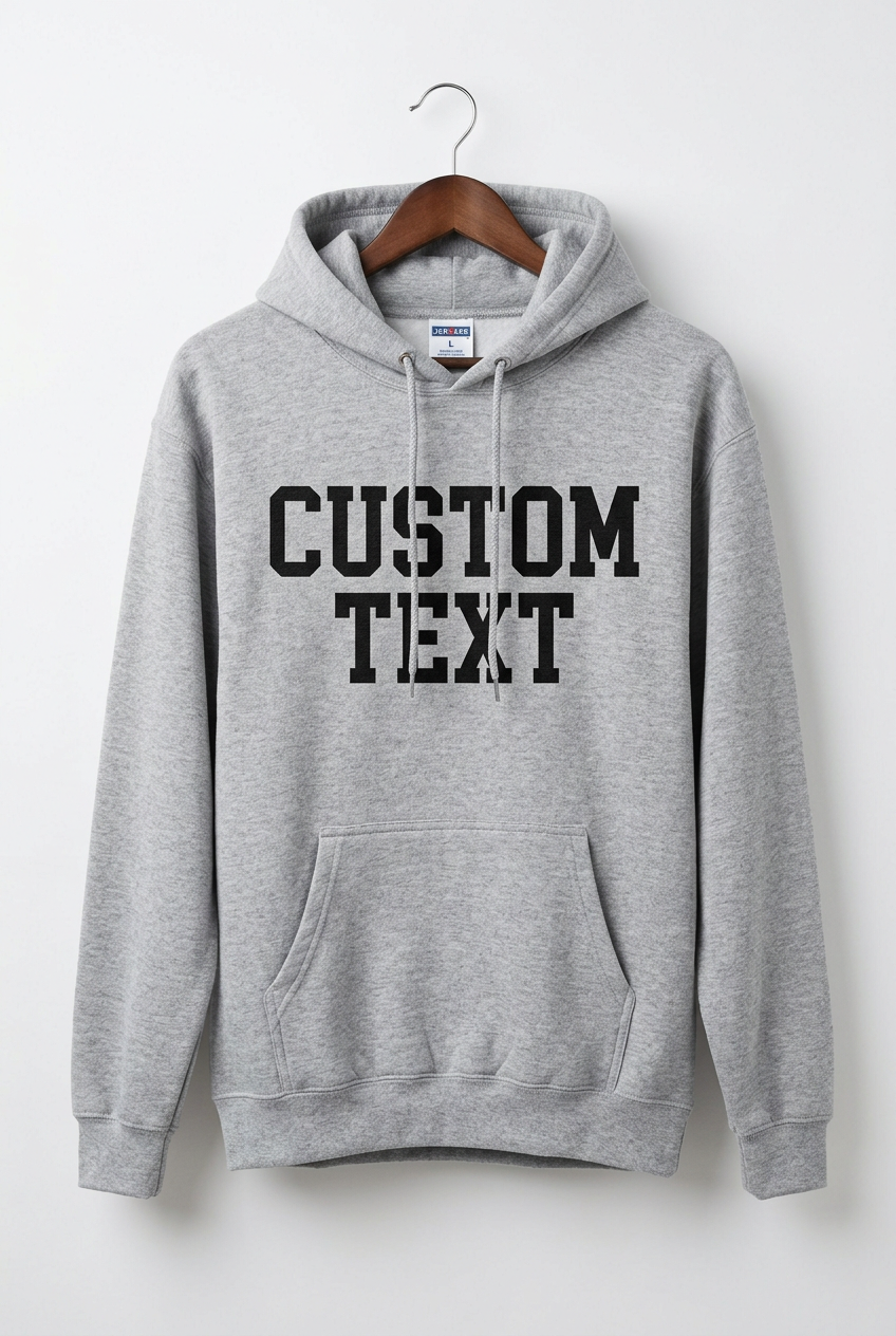 Custom Text Athletic Heather Grey Jerzees Hoodie