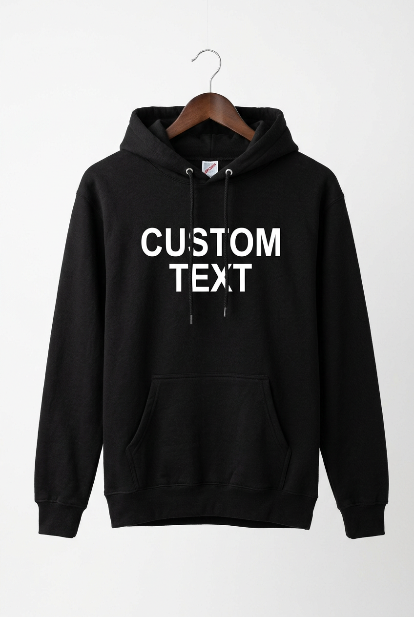 Custom Text Black Jerzees Hoodie Listing Photo