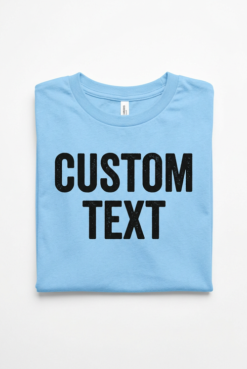 Custom Text Folded Baby Blue Bella Canvas Youth T-Shirt