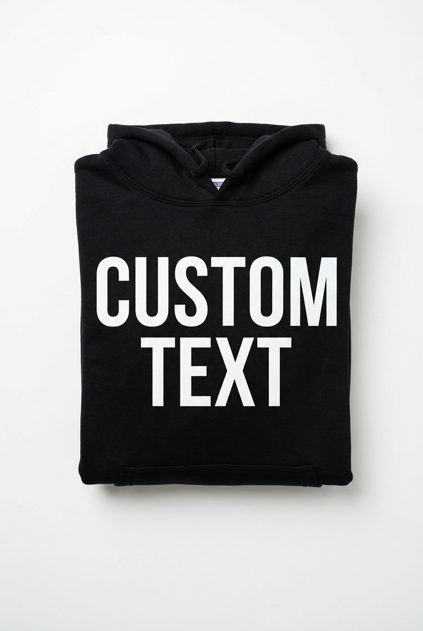 Custom Text Folded Black Jerzees Hoodie