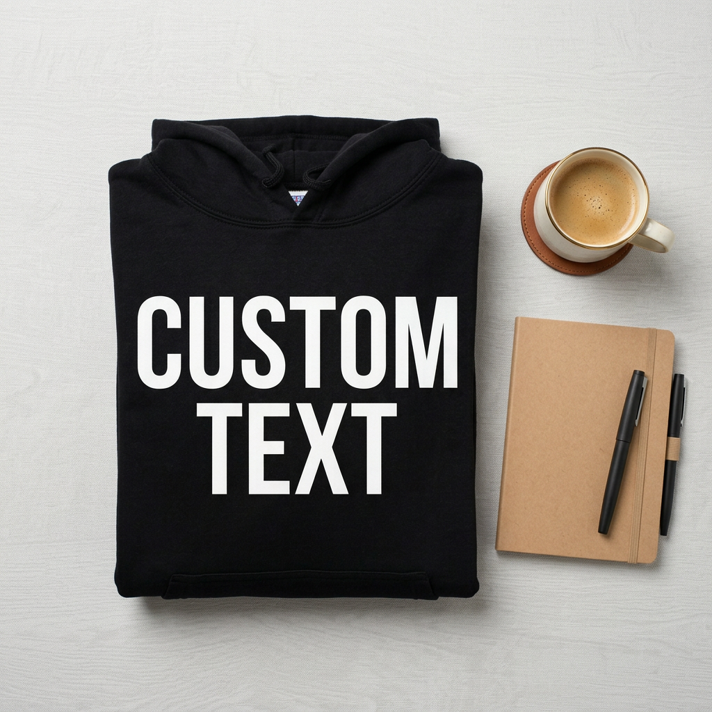 Custom Text Hoodie - Flat Lay