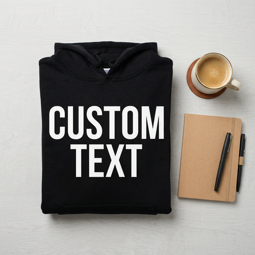 Custom Text Hoodie - Flat Lay