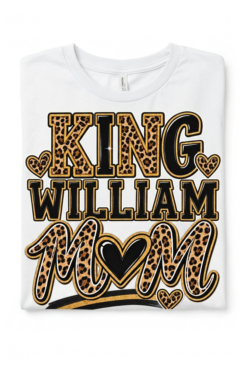 King William Mom Leopard Print Folded White T-Shirt