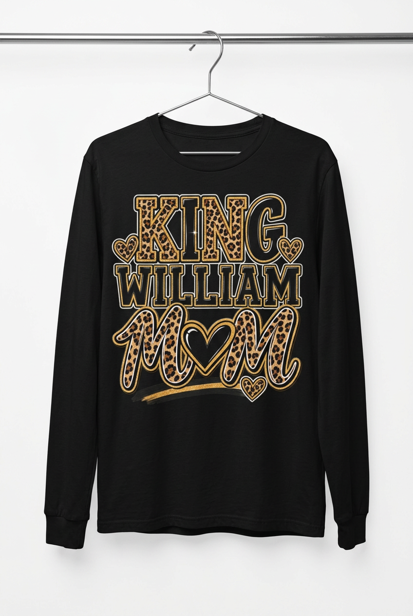 King William Mom Leopard Print Hanging Black Long Sleeve Shirt