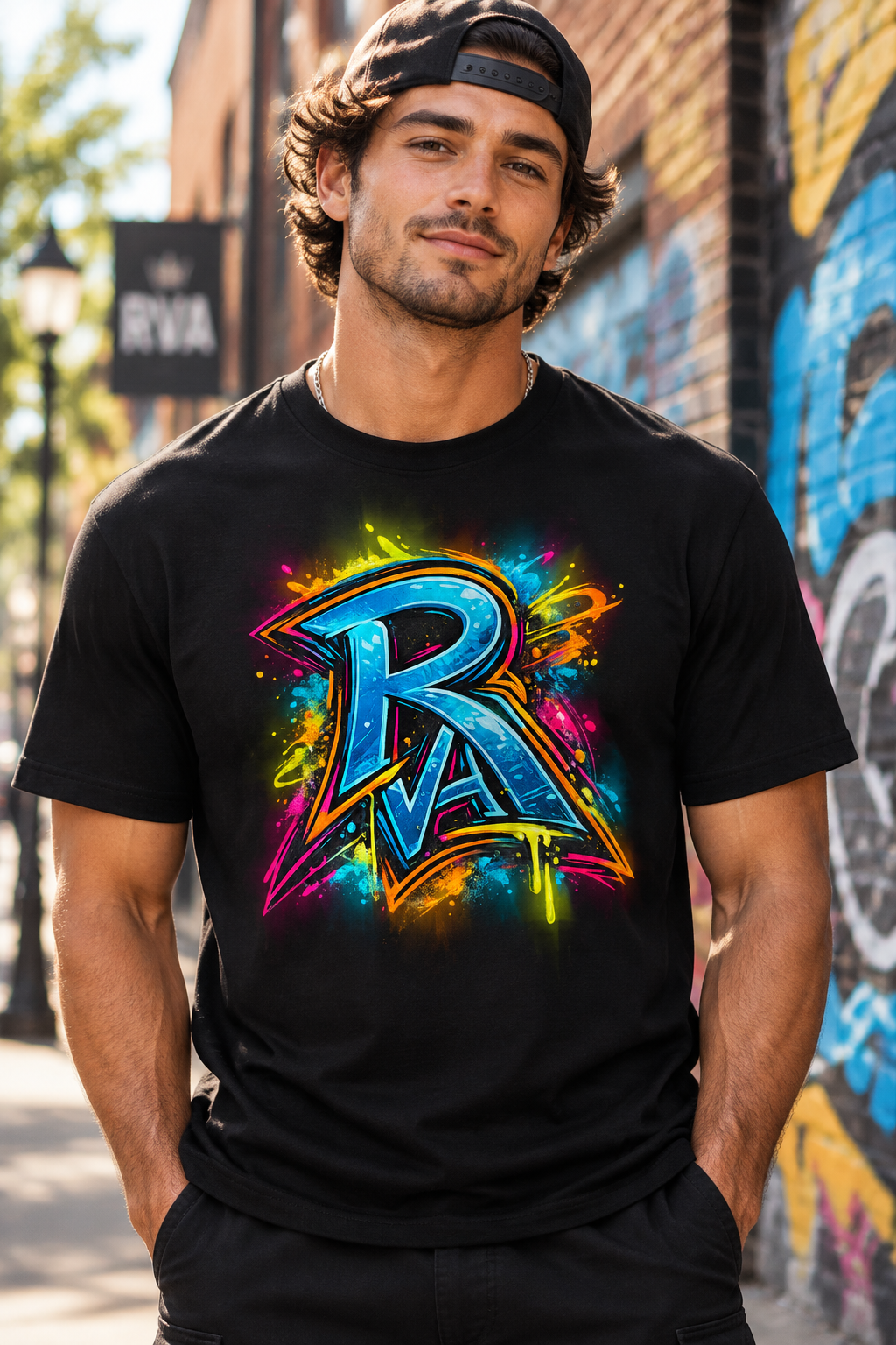 RVA Graffiti Tee - Black Shirt Model Photo