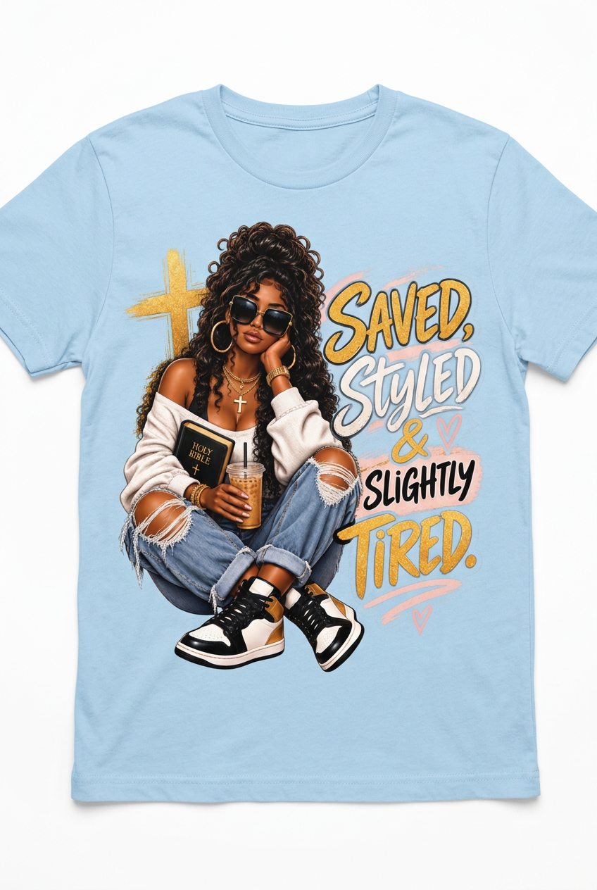 Saved Styled & Slightly Tired Baby Blue T-Shirt