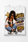 Saved Styled & Slightly Tired Folded Bella Canvas Long Sleeve White Shirt