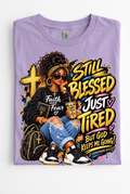 Still Blessed Just Tired Folded Bella Canvas Lavender T-Shirt